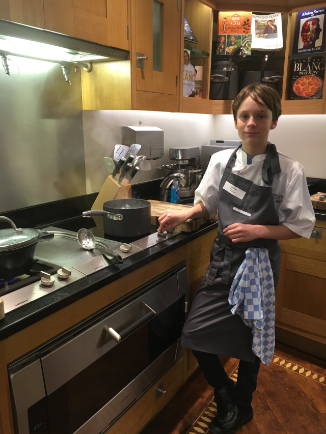 Dylan in Cookery School Le Manoir Aux Quat Saisons