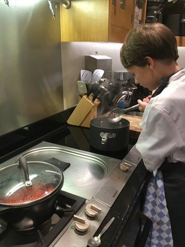 Dylan cooking at Le Manoir